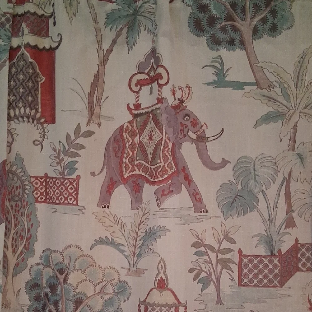 Decorative Elephant Print Curtain Pair